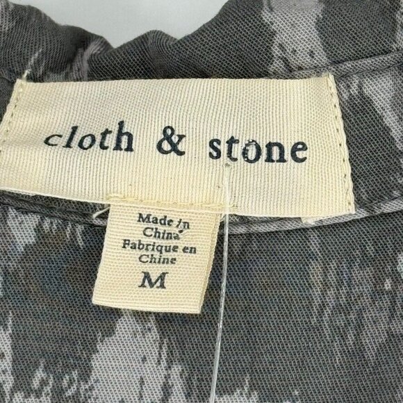 Cloth and stone woman's shirt top gray camo tincel button up size medium - Picture 8 of 12